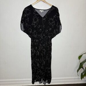 New Studio B By Bobeau Floral Button Front Short Sleeve Dress Women's Medium